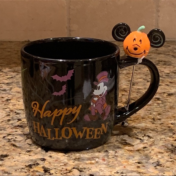 Disney Happy Halloween Mug with Mickey Pumpkin Stirrer - Picture 1 of 12